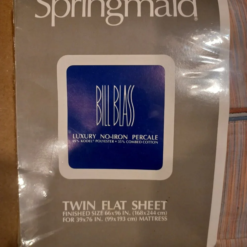 Vintage Bill Blass Springmaid Striped Twin Flat Sheet NEW No-Iron Percale